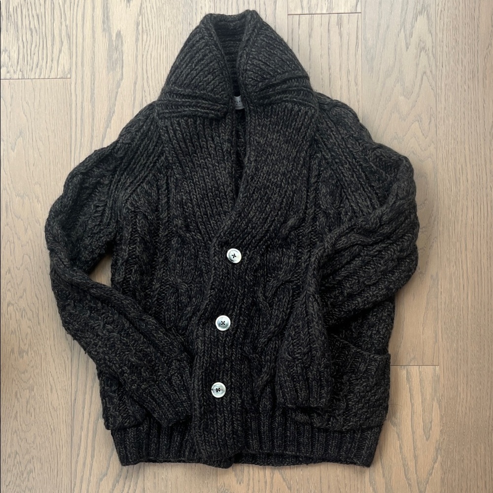TOMORROWLAND Dark Brown Cable Knit Cardigan